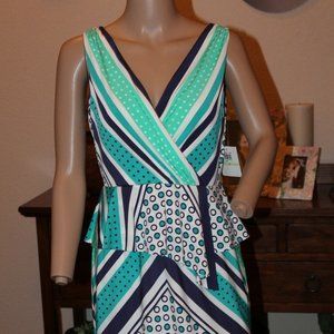 DONNA MORGAN STRIPES & POLKA DOTS VNECK PEPLUM 4